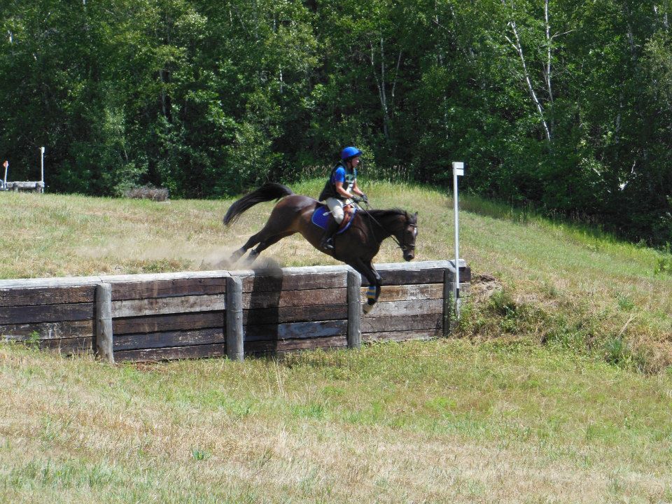 Sky jumping down bank